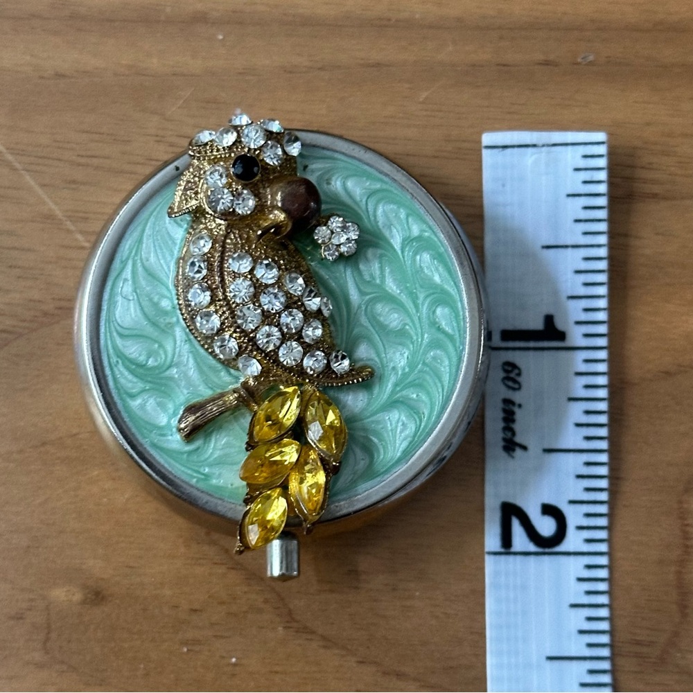 Pill Box with Rhinestone Parrot Bird - Picture 2 of 4